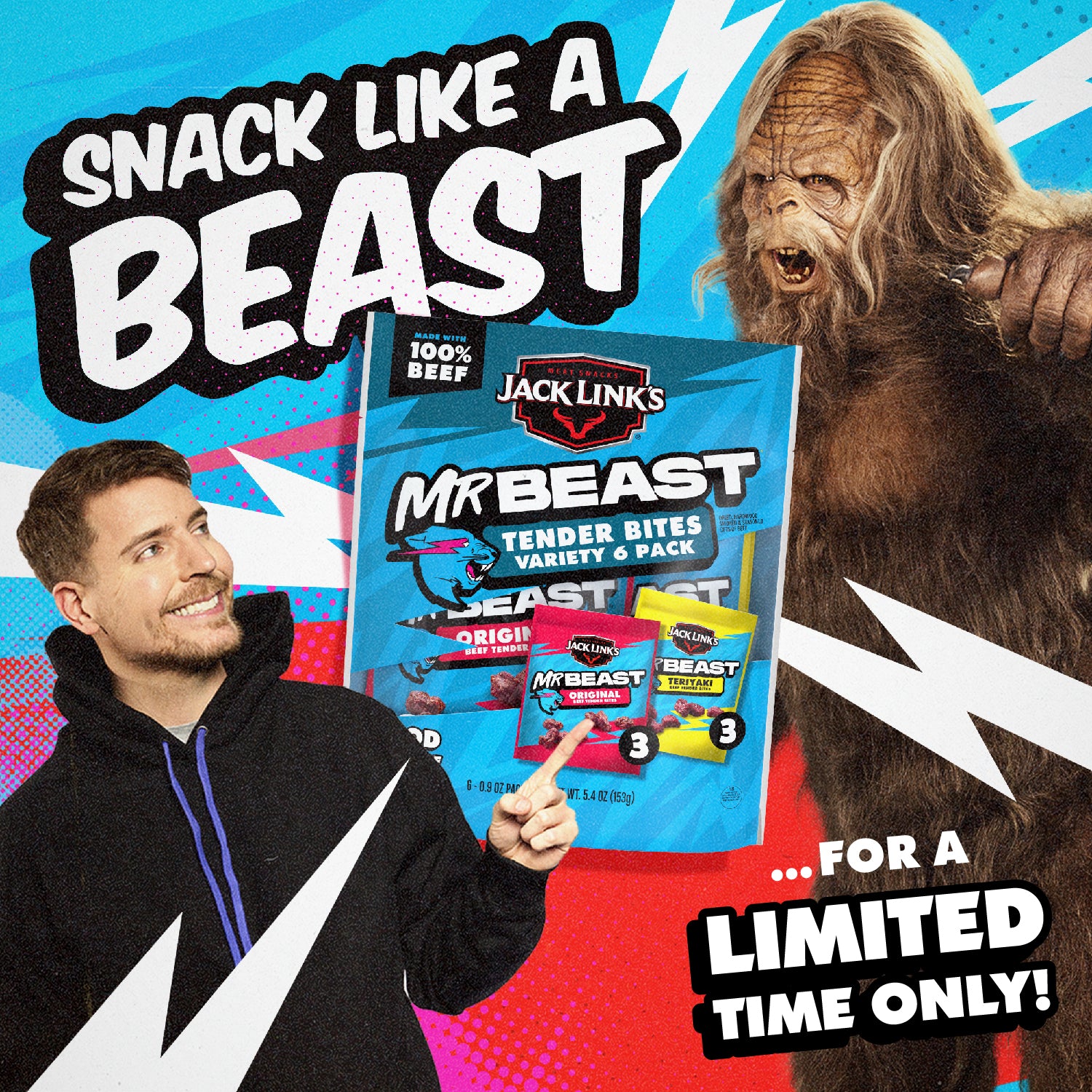 NUTS × 802PRODUCTS コラボ BRIESTA 激レア3個セット MrBeast x Jack Link's Teriyaki Tender Bites Variety Pack