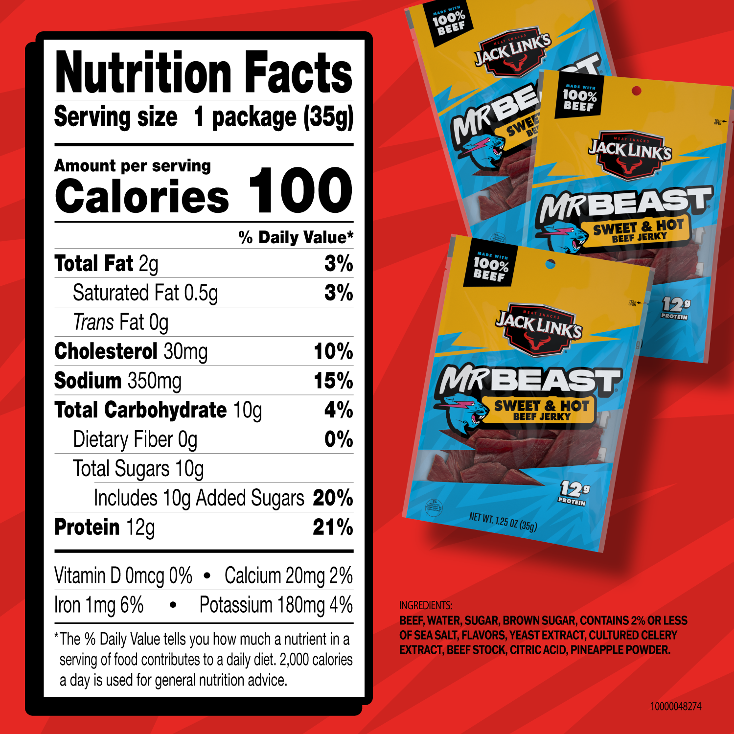Jack Link's x MrBeast Sweet & Hot Beef Jerky