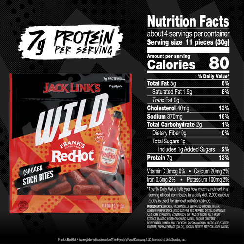 Jack Link's Wild Frank's Red Hot Chicken Sticks