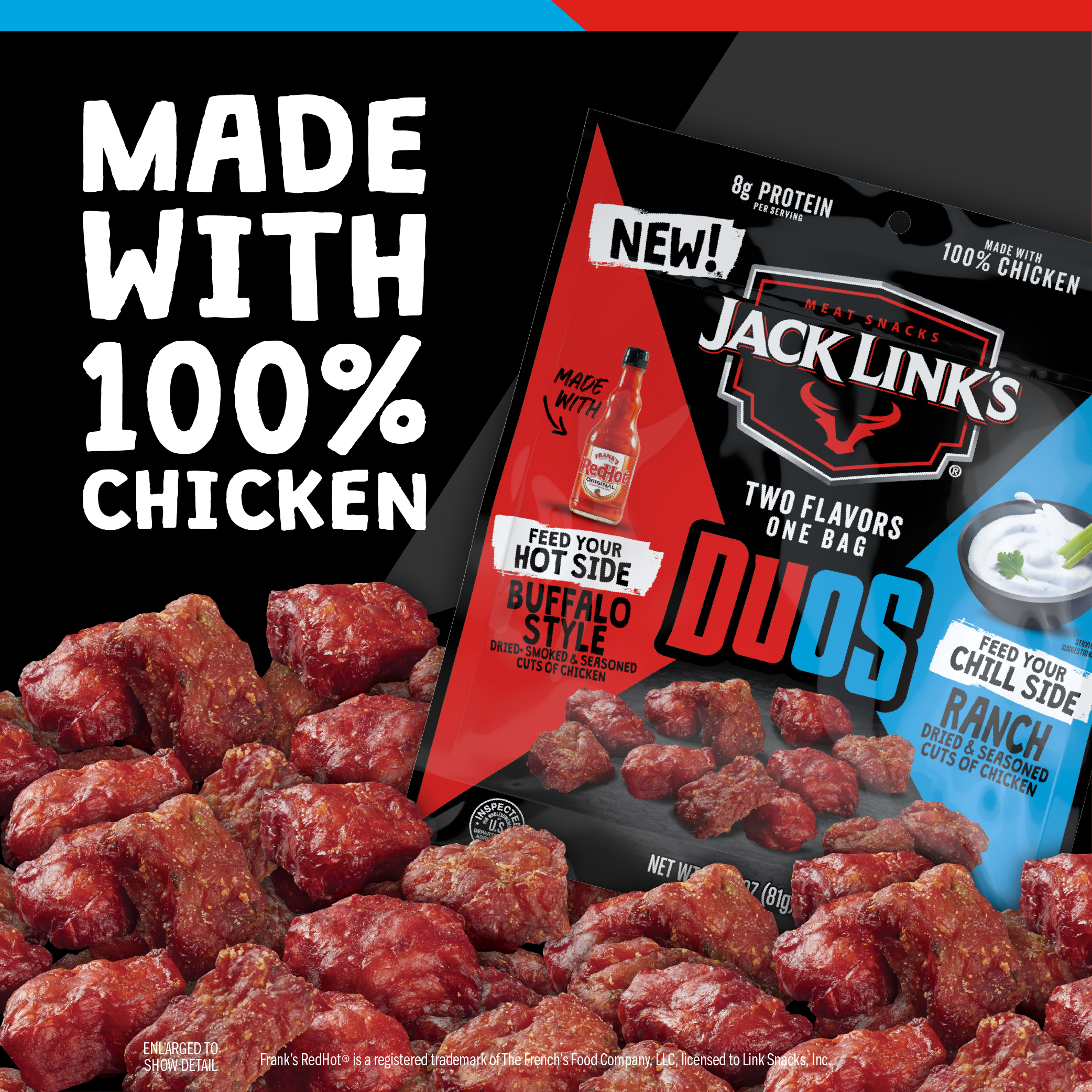 Jack Link's Duos Buffalo Style and Ranch Chicken Tender Bites, 2.85 ounce