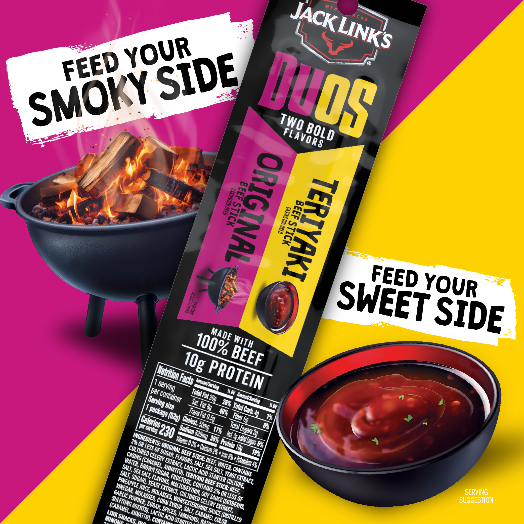 Jack Link's Duos Original and Teriyaki Beef Stick, 1.84 ounce