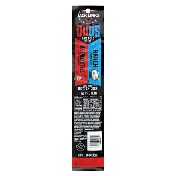Jack Link's Duos Buffalo Style and Ranch Chicken Stick, 1.84 ounce
