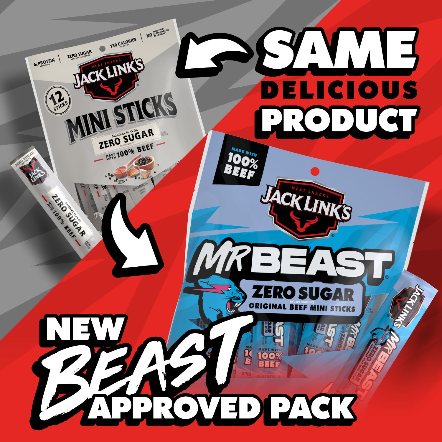 Jack Link's x MrBeast Zero Sugar Mini Sticks