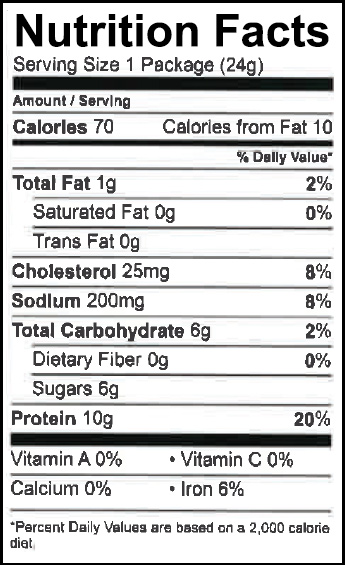 Teriyaki Beef Jerky K-12 Nutrition Fact Panel