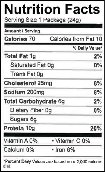 Original Beef Jerky 24 gram Nutrition Facts Panel