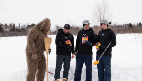 Team Shuster and Sasquatch practice curling and explain the rules of the game.
